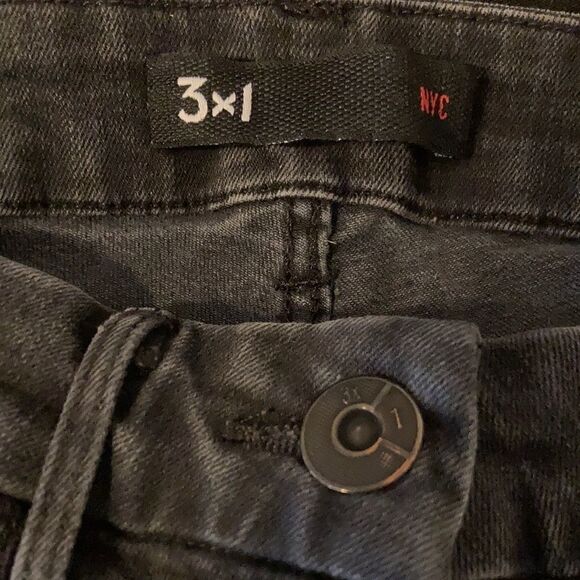 𝅺3X1 Denim Black High Rise Raw Hem Skinny Jeans Size 24 - Picture 4 of 8